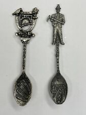 2 Gish Collectible Pewter Spoons. State Connecticut and Miner Michigan/ iron MT. picture