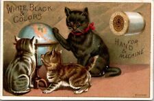 J P Coats Anthropomorphic Black Cat Teaching Kittens Globe B HQV1 picture