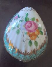 VNTG French Limoges Style Hand Painted Porcelain Clam Shell Trinket Box Floral picture