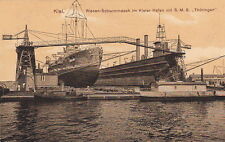 Postcard Ship SMS Thuringen Kiel Riesen Schwimmdock im Kieler Hafen picture
