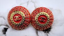 10 Chanel Stamped RED Gold Round Steel Buttons 21 mm Set Of 10 picture