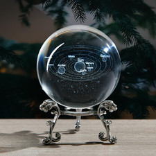 Solar System Model 3D Crystal Ball with Stand, Space Galaxy Decor Glass Sphere D picture