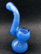 New 5” INCH Blue Glow In The Dark Bubbler Glass Pipe Handcrafted Art USA picture