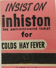 Insist On Inhiston For Colds Hay Fever Unstruck Vintage Matchbook picture