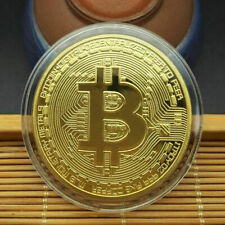 1Pcs Gold Bitcoin Coins Commemorative 2021 New Collectors Gold Plated Bit Coin picture
