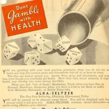 1936 PRINT AD HANGOVER Dice GAMBLE HEALTH Alka-Seltzer Depression ERA Drug OTC picture