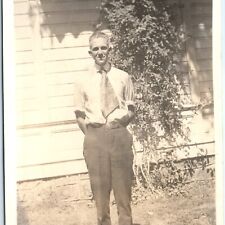 c1910s Handsome Young Man RPPC House Outside Portrait Real Photo Postcard A95 picture