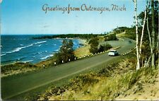 Ontonagon Michigan MI Scenic Highway Old Car Postcard picture