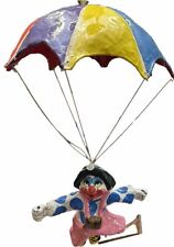 Vintage Paper Mache Clown Hanging from Parachute RAINBOW Skydiving 24” RARE picture