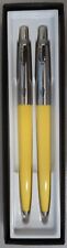 Parker Jotter 2 Ballpoint Pens Stainless Steel & Yellow Black Ink New In Box picture