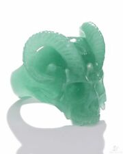 Green Aventurine Hand Carved Crystal Skull Ring, Skull Jewelry picture