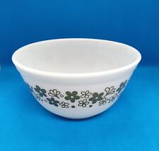 Vtg Pyrex #402 Crazy Daisy Spring Blossom White/ Green Mixing Bowl 1.5 Quarts picture