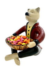Fox Holds Dish Figurine Small Animal Butler with Tray Ceramic Whimsical Decor picture