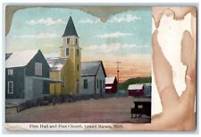 Grand Marais Michigan MI Postcard Finn Hall & Finn Church Building 1910 Unposted picture