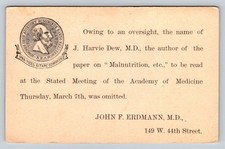 1907 Academy of Medicine Medical Lecture Postcard J. Harvie Dew Malnutrition picture