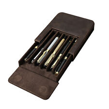 6-Slot Handmade Genuine Leather Pen Case Office Pencil Holder Pens Organizer Bag picture