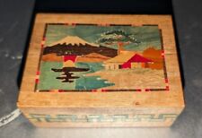 Vintage Japanese Wooden Puzzle Box Made in Japan Mt. Fuji Scene picture