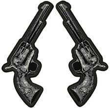 REVOLVER PISTOL LEFT RIGHT 2ND AMENDMENT GUN PATCH ||2PC IRON ON SEW  5