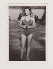 Pretty Attractive Young Woman Beach Bikini Swimsuit Female Snapshot Old Photo  picture