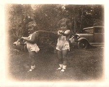 Vintage Photo Double Exposure Ford Model A Classic Car Little Girl Artistic USA picture