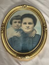 Antique Oval Portrait of Mother and Child Gold Frame 20th Century picture