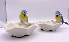 Vintage Rare Karl Ens Blue Tits Porcelain Birds on Dishes Lot of 2 picture