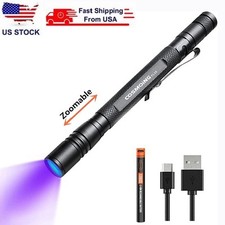 395nm UV Pen Light with Battery Rechargeable LED Black Light Flashlight mini picture