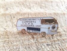 Vintage Lions Club Lapel Pin White Bus Illinois District 1-F Glaucoma Unit*6 picture