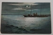 Vintage Postcard Raritan Bay NJ (1908) Yacht Moonlight picture