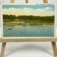VTG Postcard Rolla R. Rothwell Park Lake Boats Cabin, Moberly, Missouri 1939 picture