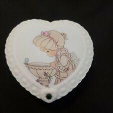 Vintage Avon Precious Moments Porcelain Birthstone Trinket Box  MAY birthday  picture