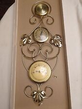 Rare-Antique Cooper Metal Made in america wall thermometer barometer Vintage  picture