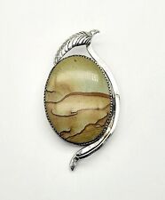 VTG NAVAJO STERLING SILVER & JASPER INLAY LEAF PENDANT NATIVE AMERICAN OLD PAWN picture