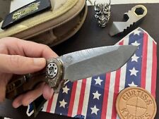 Curtiss Knives F3  ONE OF THE KIND PIECE - Gold/Brass Titanium, Thick Damasteel picture