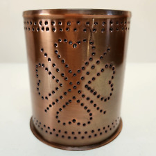 Irvin's Tinware Co. Punched Copper Candle Holder Solid Copper Clover Pattern picture