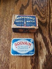 Vintage Medicine Tin Soovain Aspirin Advertising And Wartime Matchbox picture