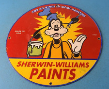 Vintage Sherwin Williams Paint Sign Porcelain Goofy Hardware Store Gas Pump Sign picture