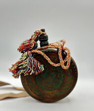 Brown Wooden Hand Crafted Water Wine Decorative Flask With Strap READ DESC. picture