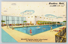 Postcard Sea Water Swimming Pool Breakers Hotel Atlantic City New Jersey Chrome picture