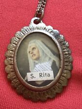 Rarest ancient relic of Saint Rita: pendant from the clothes with chain Italy picture