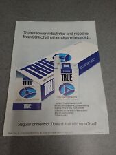 1971 True Cigarettes Menthol Lowest Nicotine Vintage Print Ad 22175 picture
