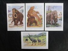 4 1942 Early Life Prints - Mammoth, Saber Toothed Tiger, Sloth, Mastodon picture
