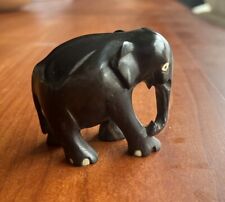 Carved Wood Éléphant Figurine Miniature 2”  picture