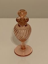 Vintage Depression Glass PINK Swirl Perfume Bottle with Dauber picture