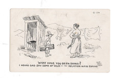 Vintage Postcard Bob Hall 1950 Outhouse Clothesline Hillbilly Humor 3.5 x 5.5 picture
