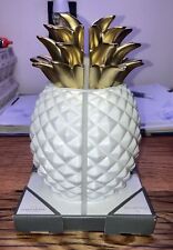 NWT Threshold Heavy Enamel White & Gold Pineapple Bookends (pair) picture