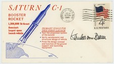 Wernher Von Braun ~ Signed First Saturn C-1 Launch Cover Autograph ~ Zarelli LOA picture