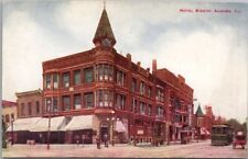 Vintage 1910s AURORA, Illinois Postcard HOTEL BISHOP - Street View / Unused picture