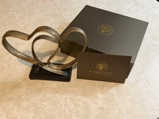 Marriage Takes Three Sculpture - 2 Hearts & Cross Iron Figurine w/ Gift Box NEW picture