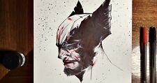 Marvels Wolverine Splatter paint Commission 8.5 x 11 By Artist Reggie Rogers picture